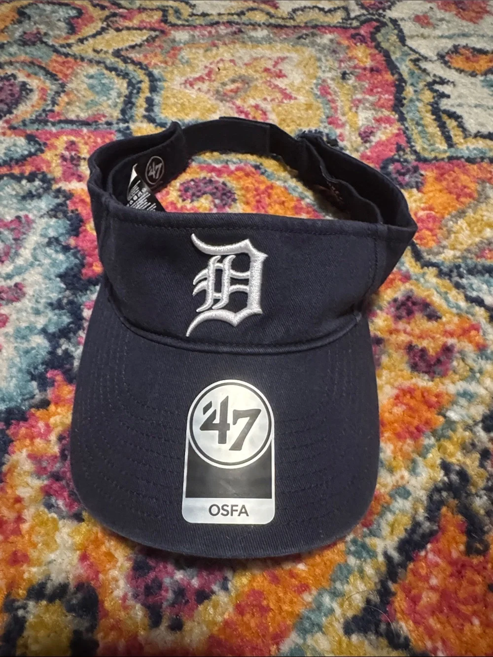 ’47 Navy Detroit Tigers Visor with White D Logo